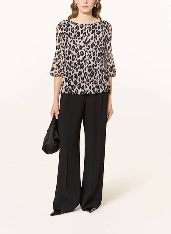 s.Oliver BLACK LABEL Blusenshirt mit Plissees und 3/4-Arm HELLGRAU / SCHWARZ