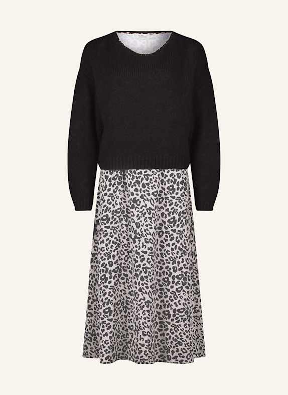 ROBE LÉGÈRE Set: Satinkleid und Pullover SCHWARZ / TAUPE