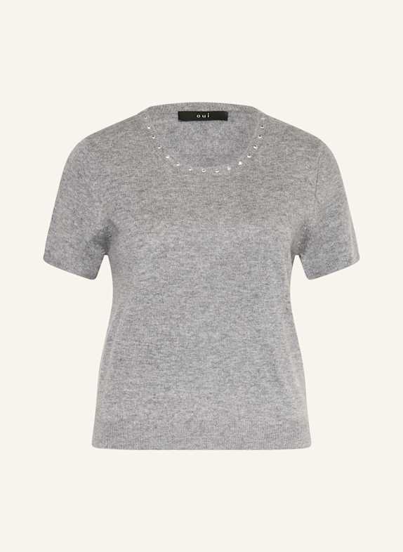 oui Strickshirt mit Nieten GRAU
