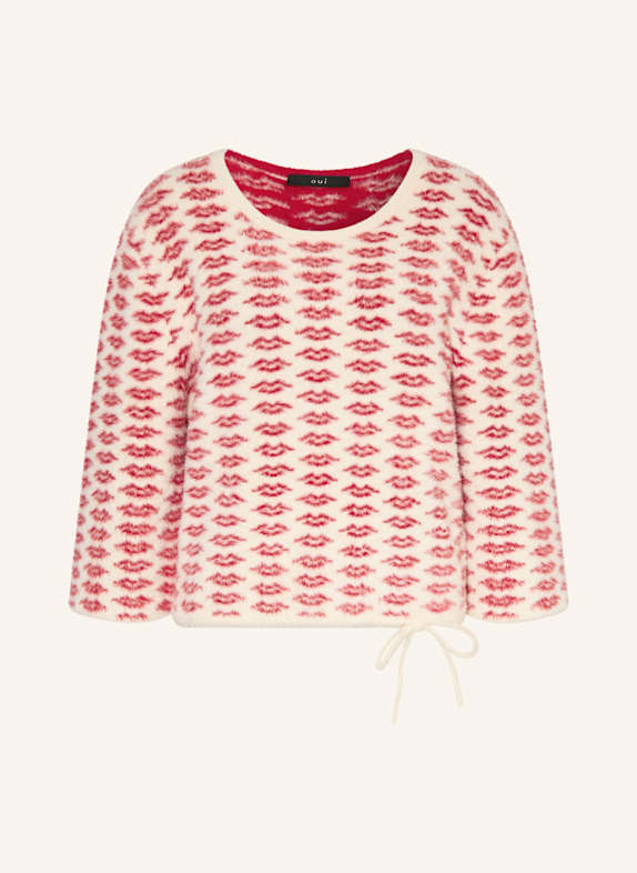 oui Pullover mit 3/4-Arm ECRU / ROT