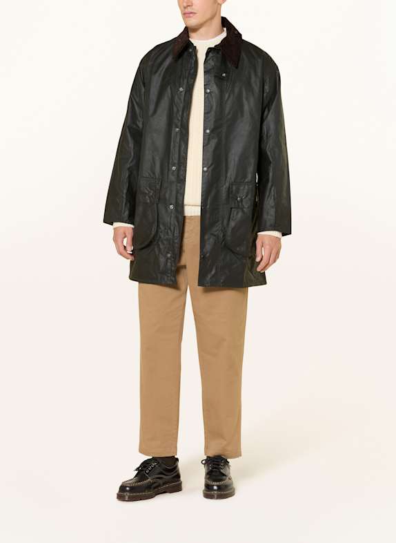Barbour Jacheta de teren BORDER WAX VERDE ÎNCHIS