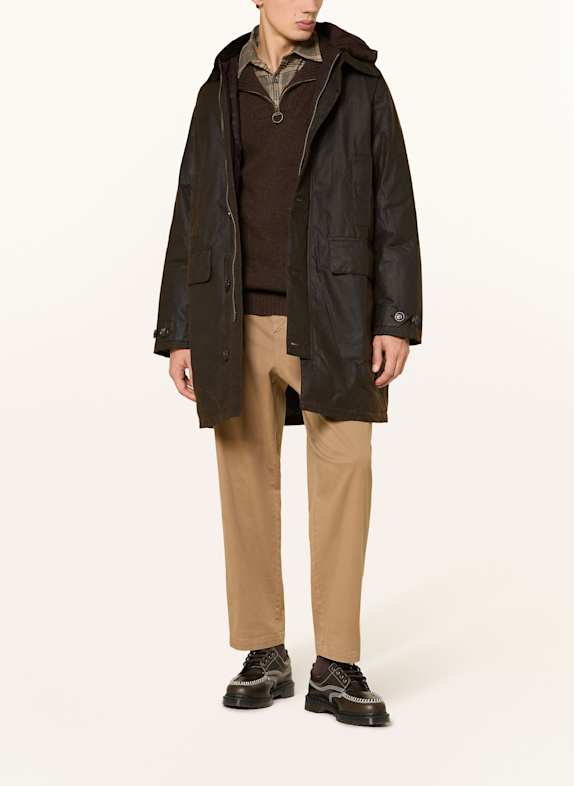 Barbour Parka BEAUDALE WAX cu glugă detașabilă MARO ÎNCHIS