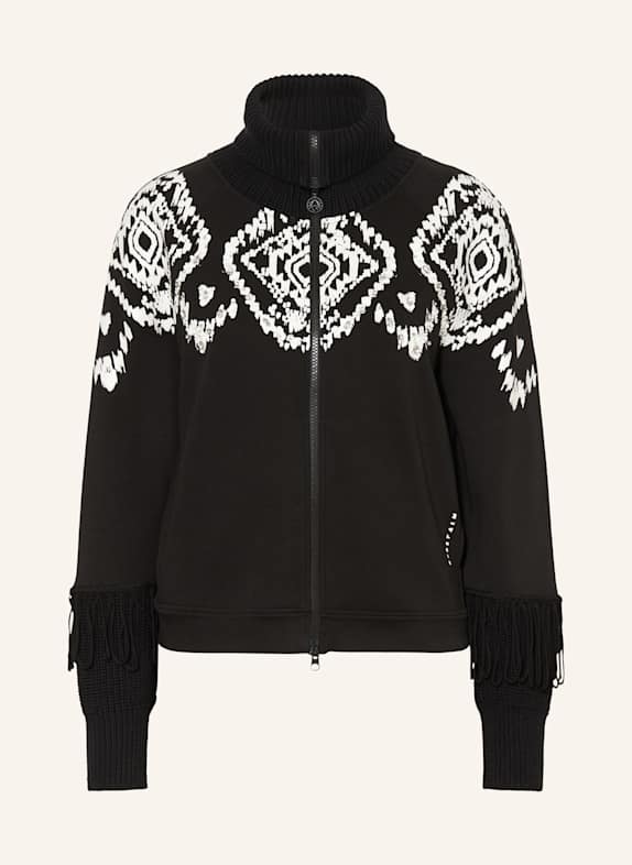 SPORTALM Sweatjacke mit Pailletten und Schmucksteinen SCHWARZ / WEISS