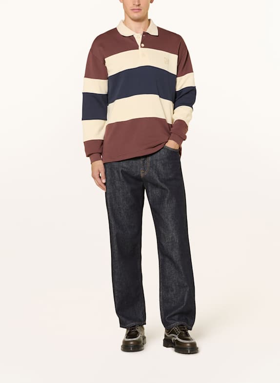 MOS MOSH Gallery Rugbyshirt MMGGRAHAM MARRON FONCÉ / WIT / DONKERBLAUW