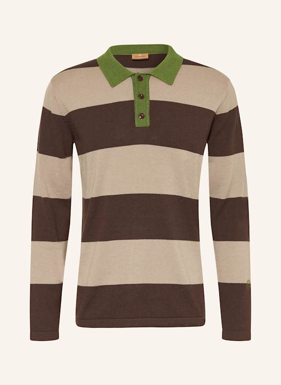 MOS MOSH Gallery Strick-Poloshirt MMGROYAL DUNKELBRAUN / GRÜN / BEIGE