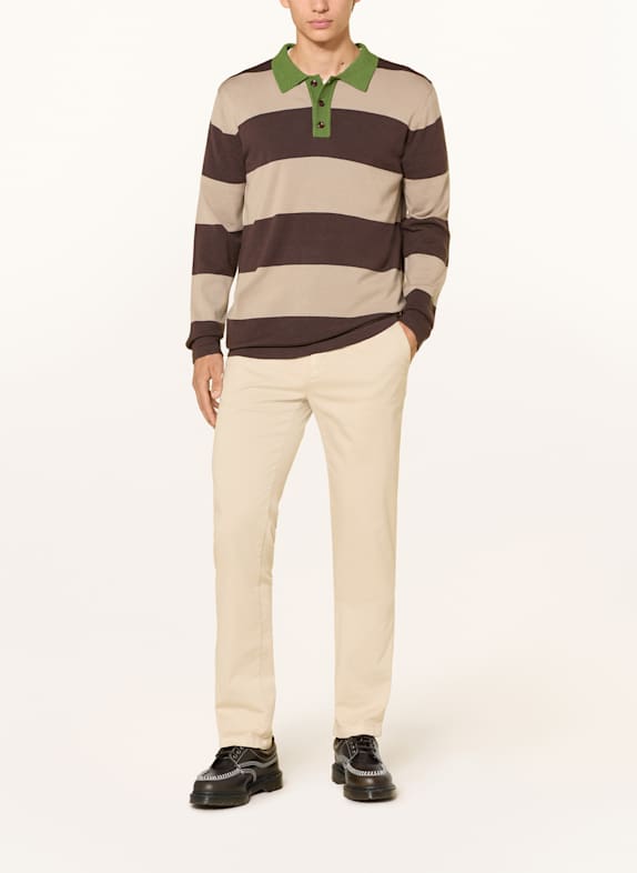 MOS MOSH Gallery Gebreid poloshirt MMGROYAL MARRON FONCÉ / GROEN / BEIGE