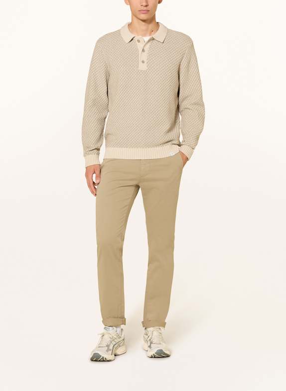 NOWADAYS Tricou polo tricotat CREM / GRI ÎNCHIS