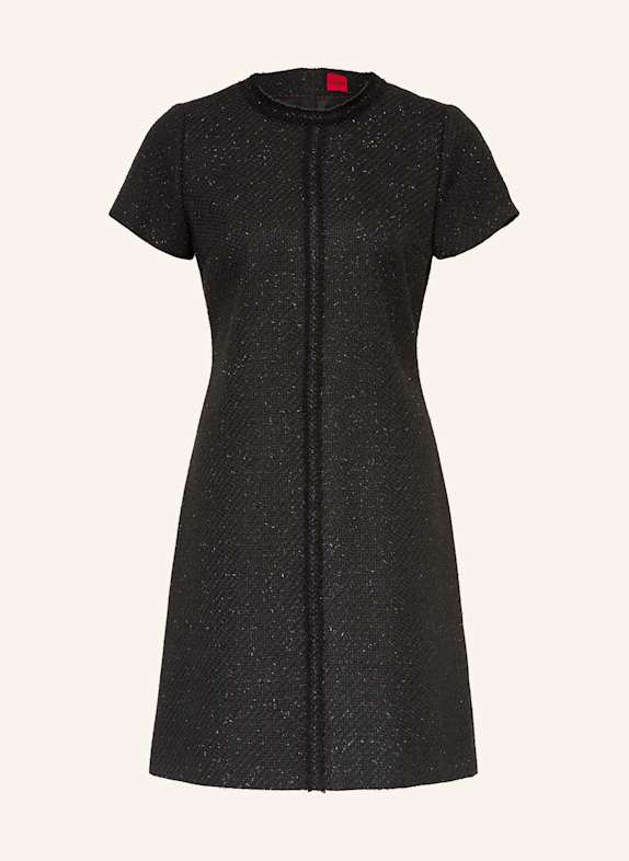 HUGO Etuikleid KIFARA aus Bouclé mit Glitzergarn SCHWARZ