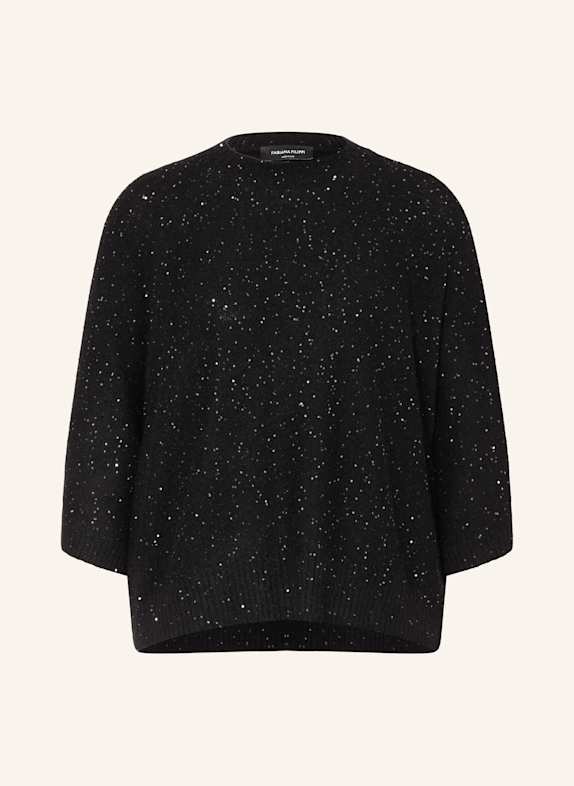 FABIANA FILIPPI Pullover mit 3/4-Arm und Pailletten SCHWARZ