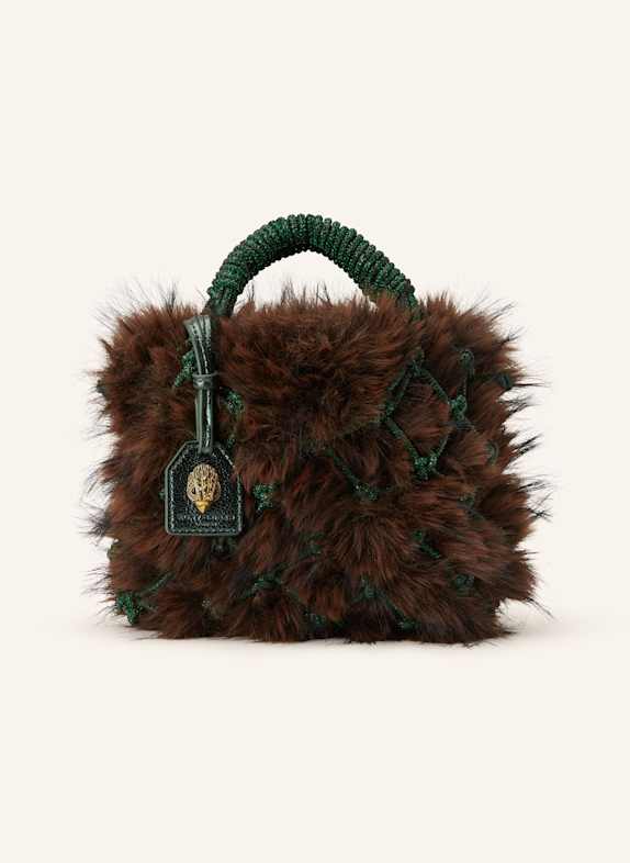 KURT GEIGER Le Chiquito Moyen cannvas tote bag DARK BROWN/ GREEN