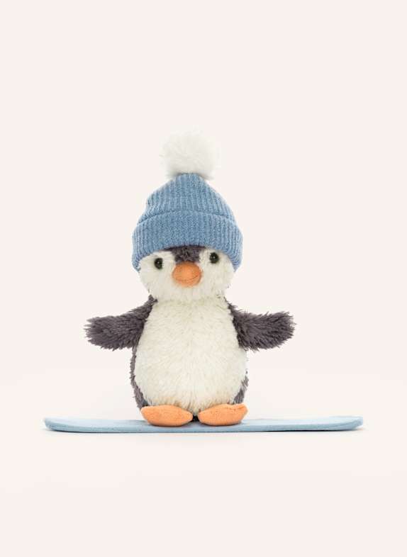 Jellycat Peluche pingouin PEANUT PENGUIN SNOWBOARDING CRÈME / GRIS FONCÉ / BLEU CLAIR