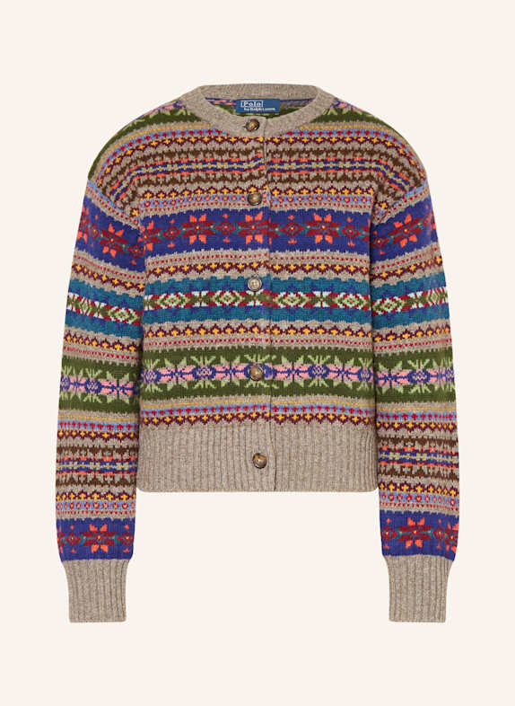 POLO RALPH LAUREN Pletený kardigan ŠEDÁ / MODRÁ / ZELENÁ