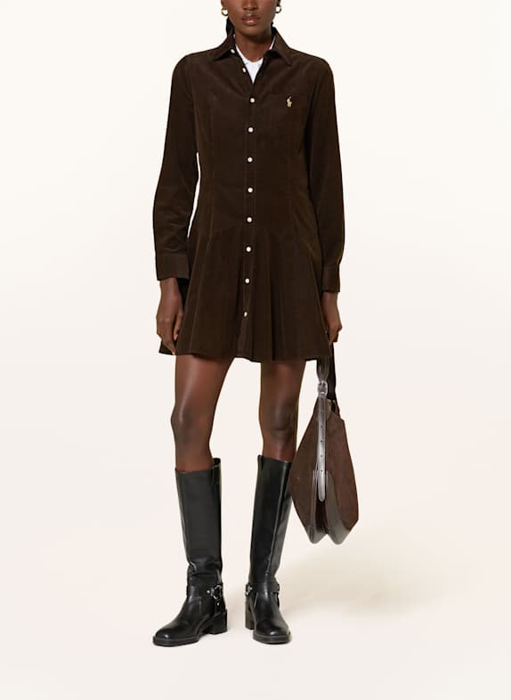 POLO RALPH LAUREN Hemdblusenkleid DUNKELBRAUN