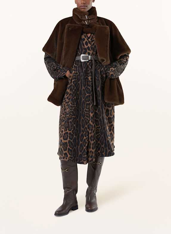 MARINA RINALDI Cape en fausse fourrure ZENIT MARRON