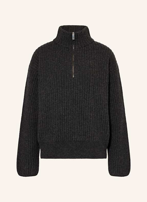 GAUCHERE Sweter typu troyer CZIEMNOSZARY