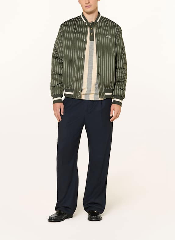 LES DEUX Blouson VARSITY DONKERGROEN / WIT