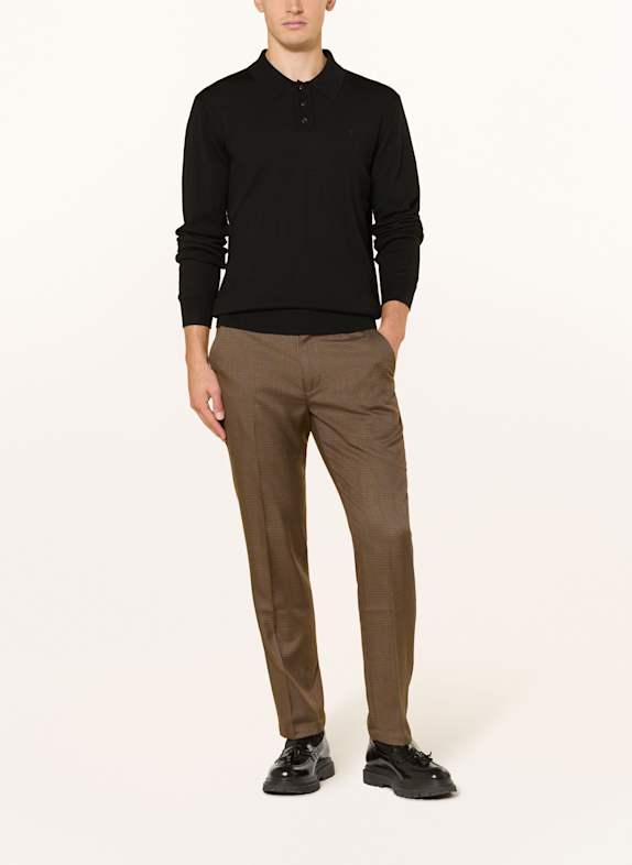 LES DEUX Gebreid poloshirt GREYSON van merinowol ZWART