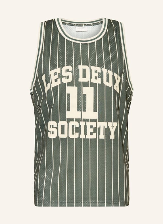 LES DEUX Mesh-Top SILAS DUNKELGRÜN / WEISS