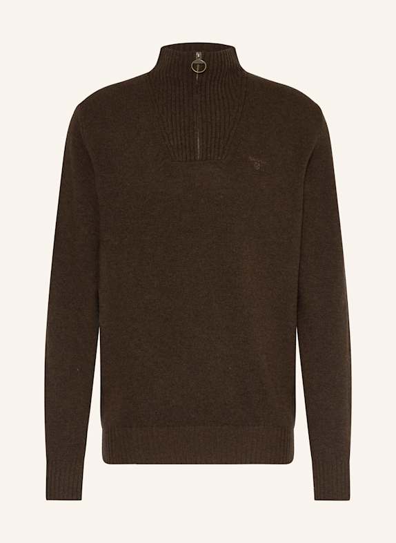 Barbour Sweter typu troyer CIEMNOBRĄZOWY