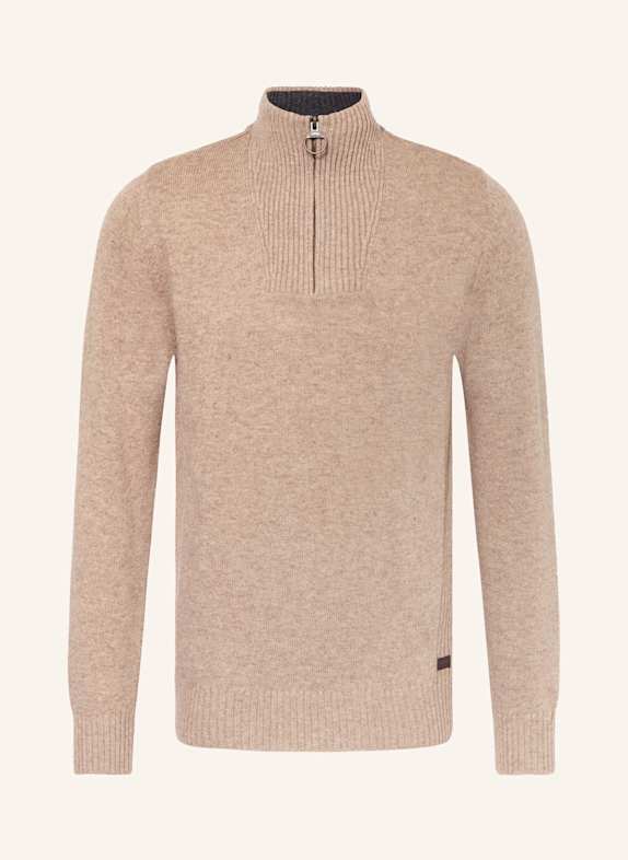 Barbour Sweter typu troyer BEŻOWY