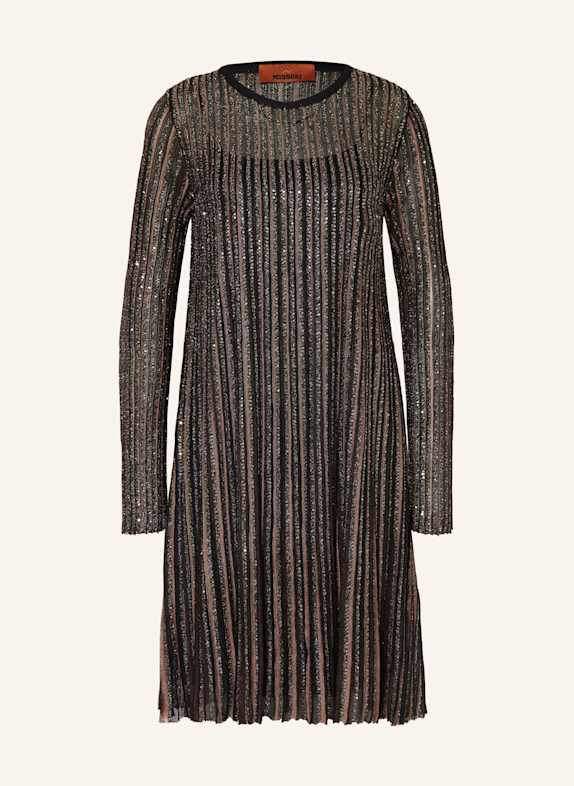 MISSONI Strickkleid mit Pailletten und Glitzergarn SCHWARZ / BRAUN / SILBER