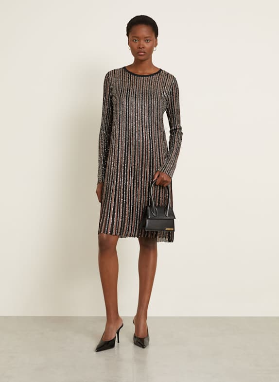 MISSONI Strickkleid mit Pailletten und Glitzergarn SCHWARZ / BRAUN / SILBER