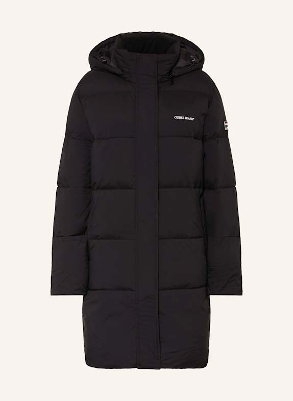 GUESS JEANS Steppmantel mit abnehmbarer Kapuze SCHWARZ