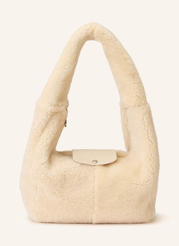 LONGCHAMP Schultertasche aus Teddyfell ECRU