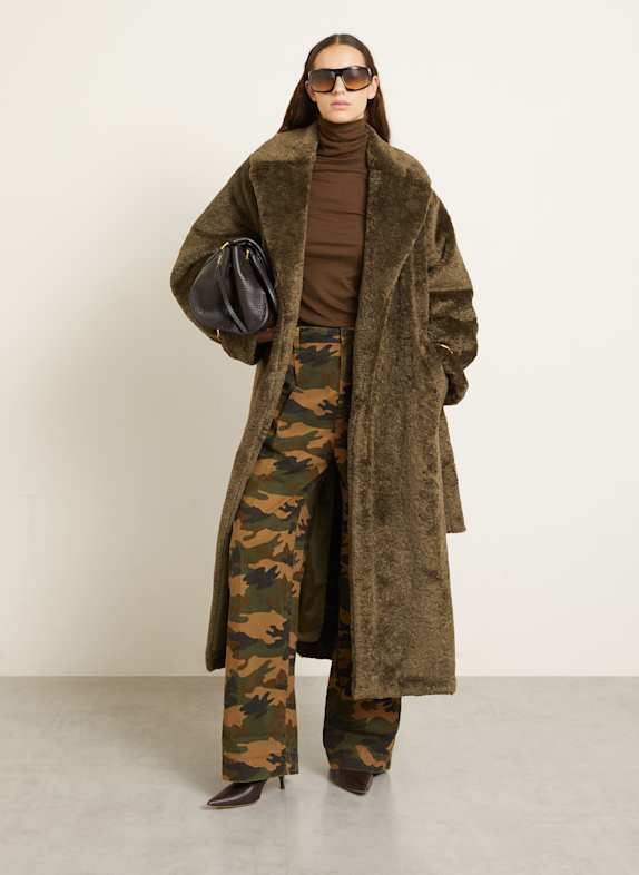 DARKPARK Teddyfell-Mantel MADISON DUNKELGRÜN