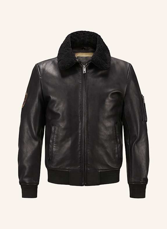 MILESTONE Lederjacke MSTOM SCHWARZ