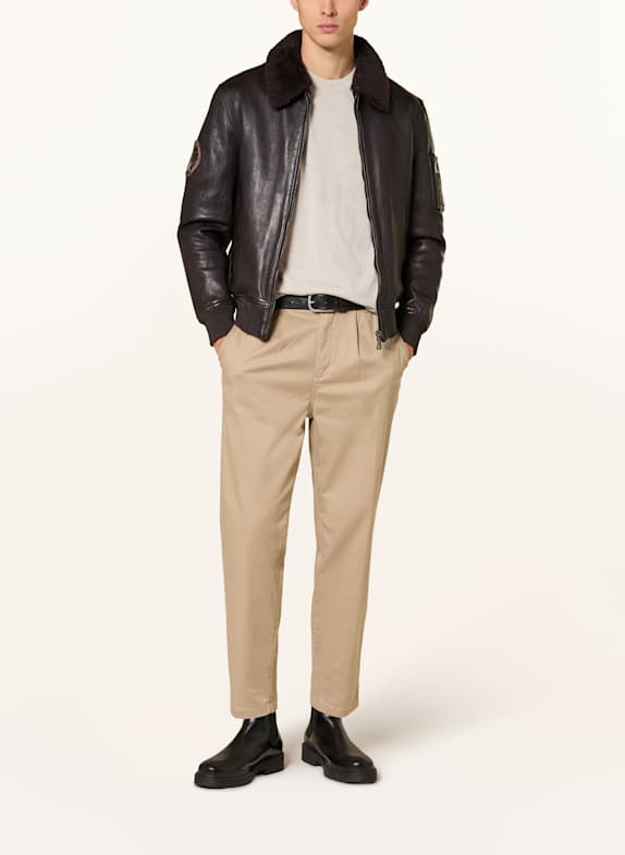 MILESTONE Lederjacke MSTOM DUNKELBRAUN