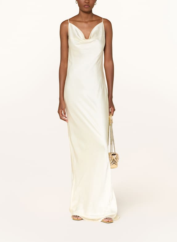 ROTATE Seidenkleid mit Spitze CREME