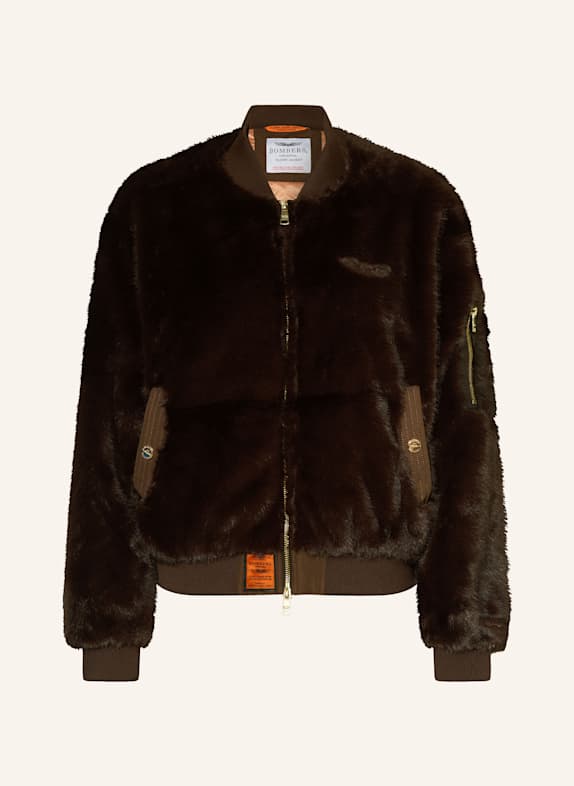 BOMBERS ORIGINAL Kunstpelz-Jacke DUNKELBRAUN