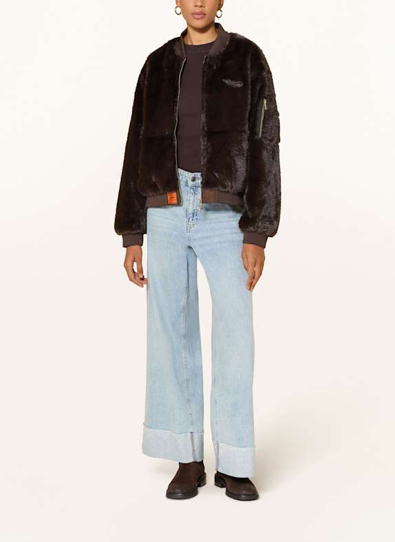 BOMBERS ORIGINAL Kunstpelz-Jacke DUNKELBRAUN
