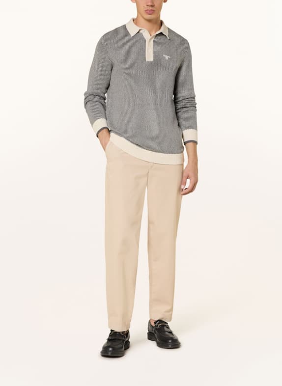 Barbour Strikket polo-shirt DECTON CREME / GRÅ