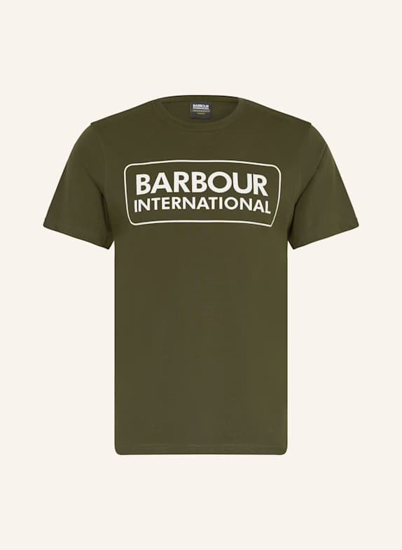 BARBOUR INTERNATIONAL T-Shirt DUNKELGRÜN / WEISS