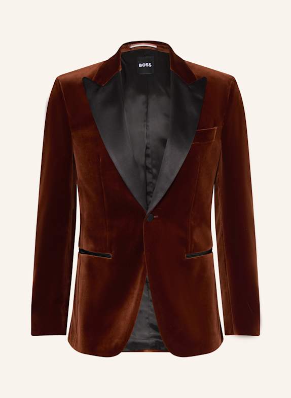 BOSS Smoking-Sakko H-HUTSON-TUX-254 Slim Fit aus Samt DUNKELORANGE