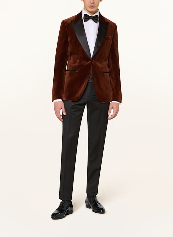 BOSS Smokingjasje H-HUTSON-TUX-254 Slim Fit van fluweel DONKERORANJE