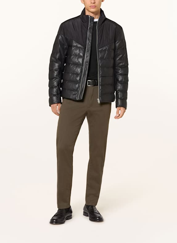BOSS Lederjacke MERSINO im Materialmix SCHWARZ