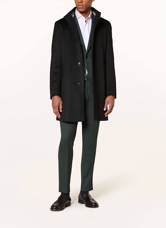 BOSS Vlněný kabát HYDE ČERNÁ