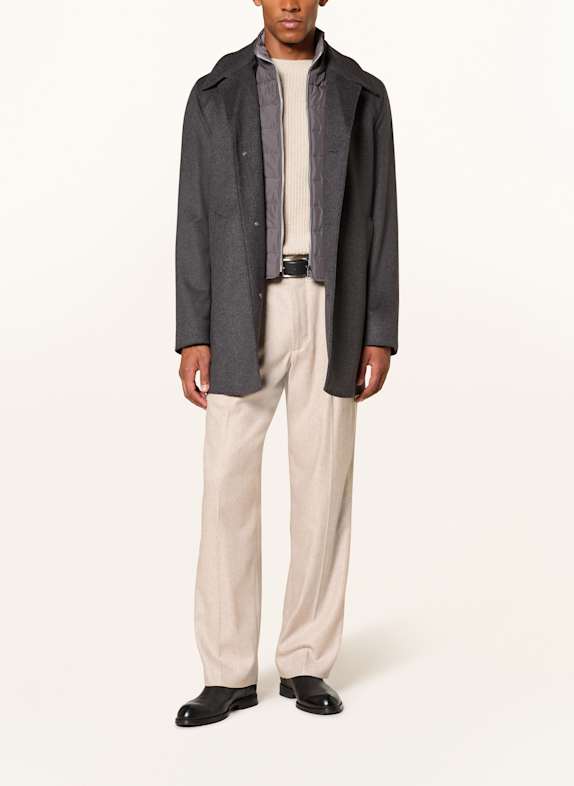 BOSS Wollmantel CLARK mit herausnehmbarer Blende DUNKELGRAU