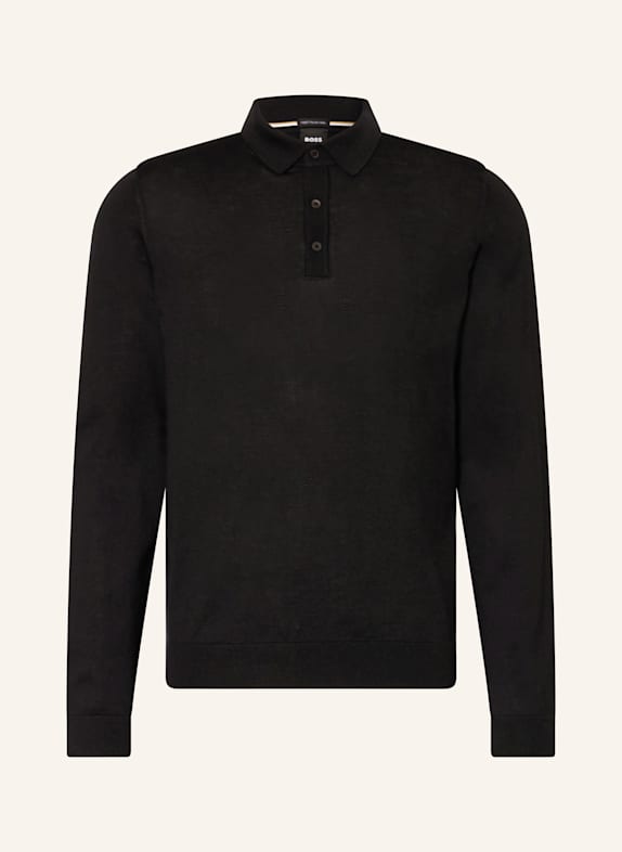 BOSS Strick-Poloshirt LANCIONE SCHWARZ