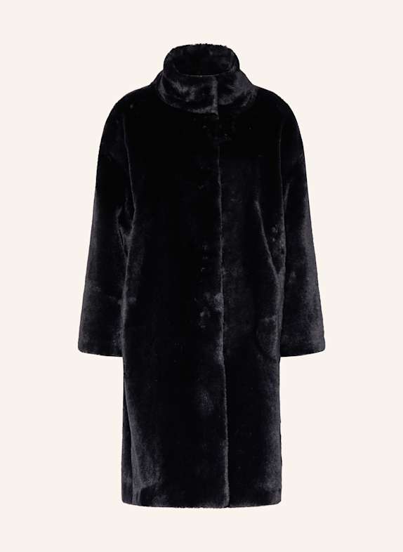 HERNO Kunstpelz-Mantel SCHWARZ