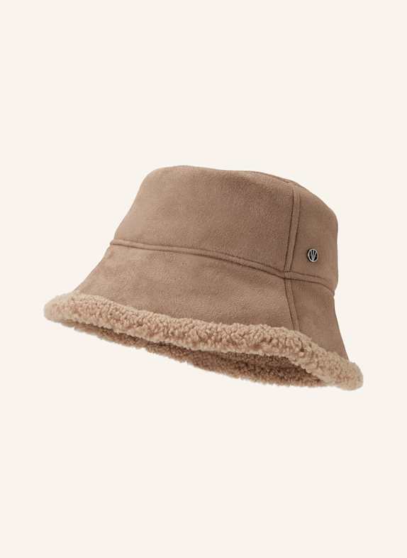 LOEVENICH Bucket-Hat in Lederoptik TAUPE