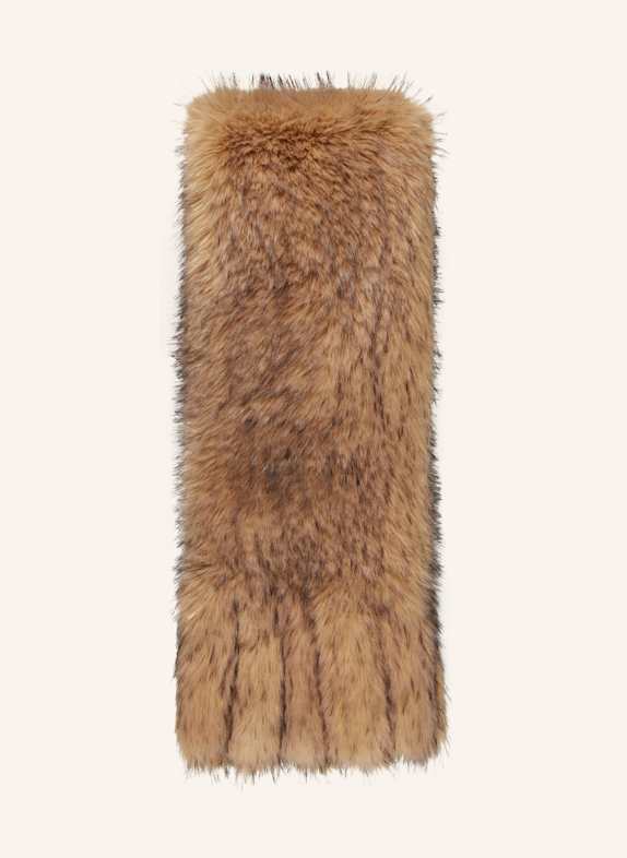 ROTATE Šála z umělé kožešiny SVĚTLE HNĚDÁ / HNĚDÁ