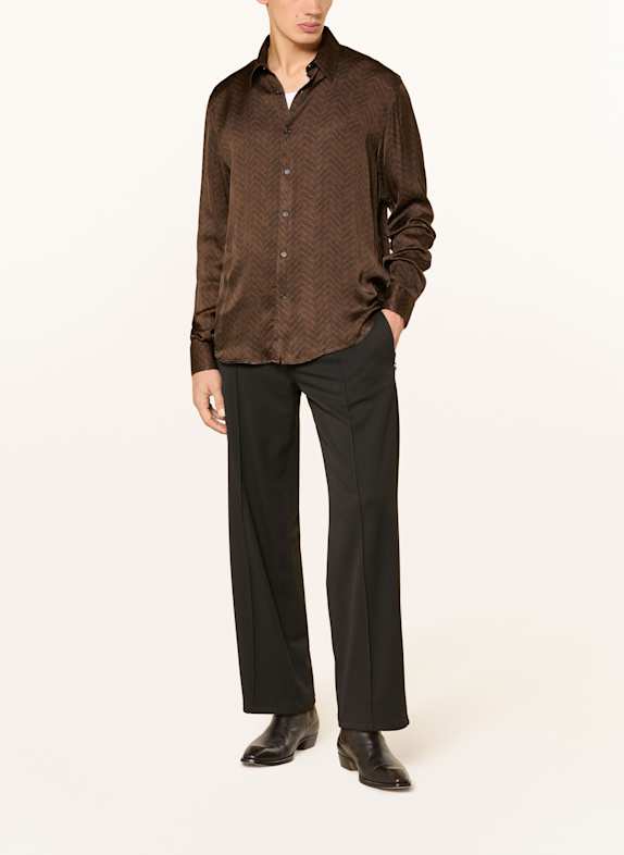 I'M BRIAN Satijnen overhemd Regular Fit MARRON FONCÉ