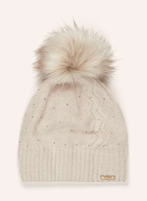 CAPO Mütze mit Cashmere und Schmucksteinen BEIGE