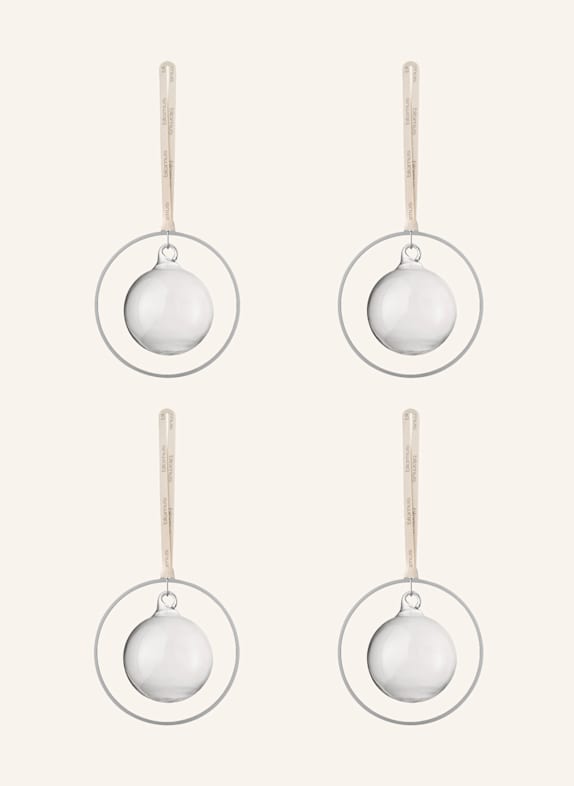 blomus 4er-Set Weihnachtskugeln KITAI SILBER/ WEISS