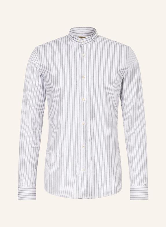 Gottseidank Trachtenhemd LENZ Slim Fit mit Stehkragen GRAU / WEISS