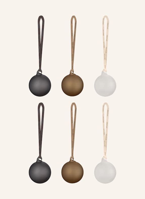 blomus 6er-Set Weihnachtskugeln JUHLA WEISS/ DUNKELBRAUN/ KHAKI